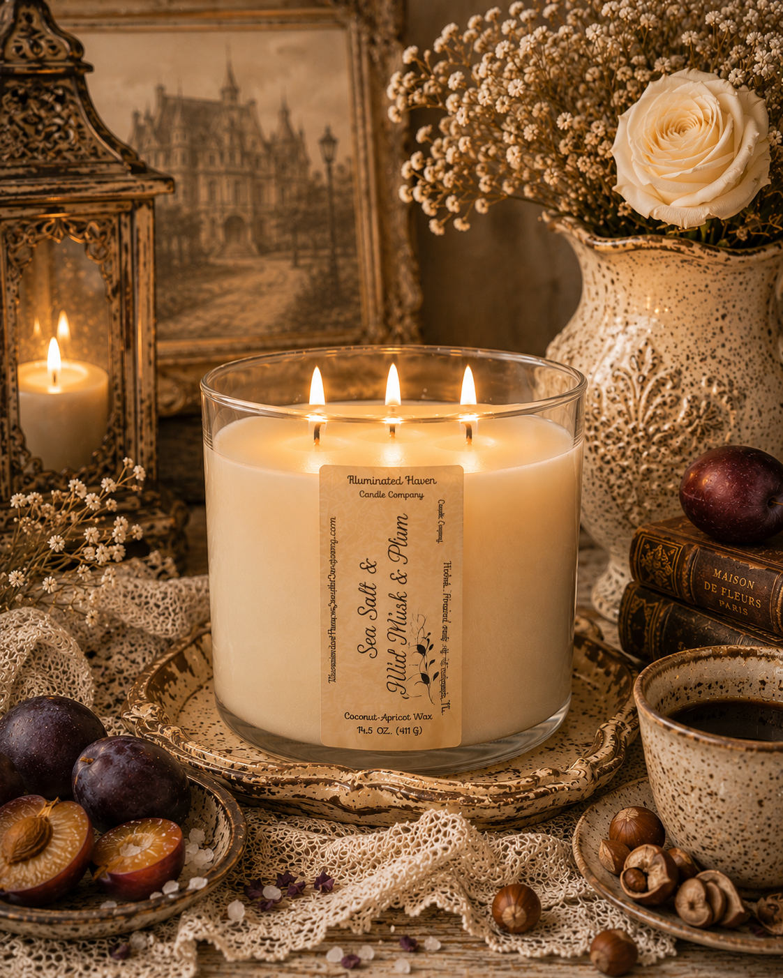 Sea Salt, Wild Musk & Plum Luxury 3-Wick Candle